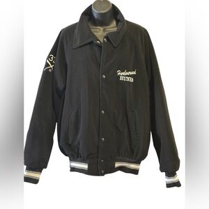 Vintage Courderoy  Black Bomber Jacket with Embroidered Habourwood Hunks Logo